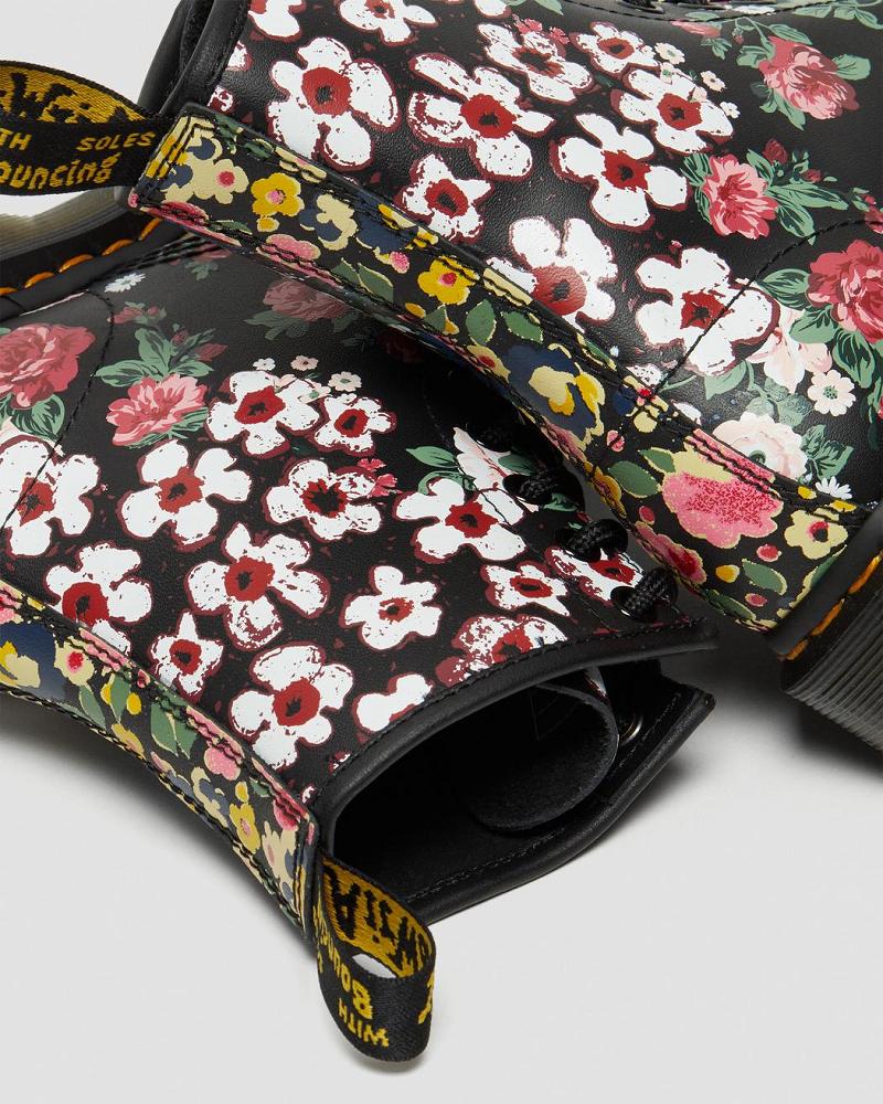 Dr Martens 1460 Pascal Floral Mash Up Læder Snørestøvler Dame Hvide | DK 186OKI